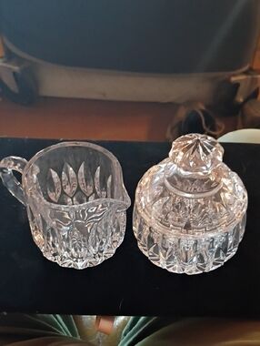 Gorham Clear Lead Crystal Creamer and Lidded Sugar Set